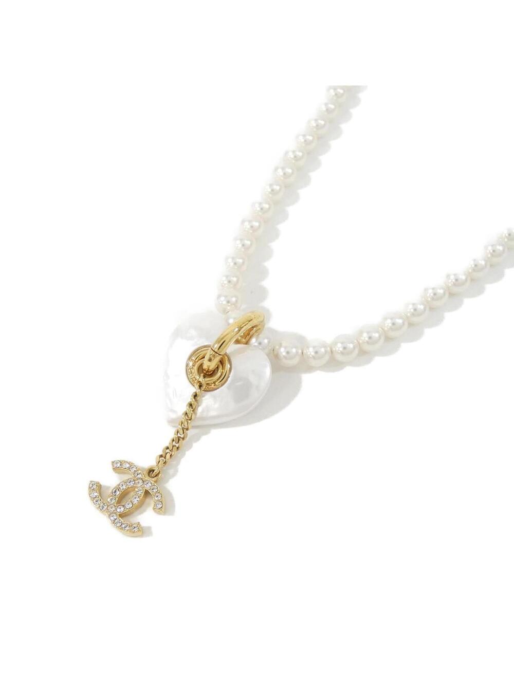 Chanel Pendant Necklace White #313574C16B